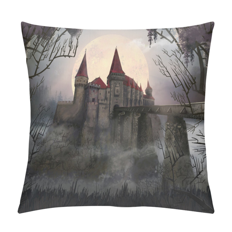 Personality  Castle. Thickets. Romania. Horror Pillow Covers