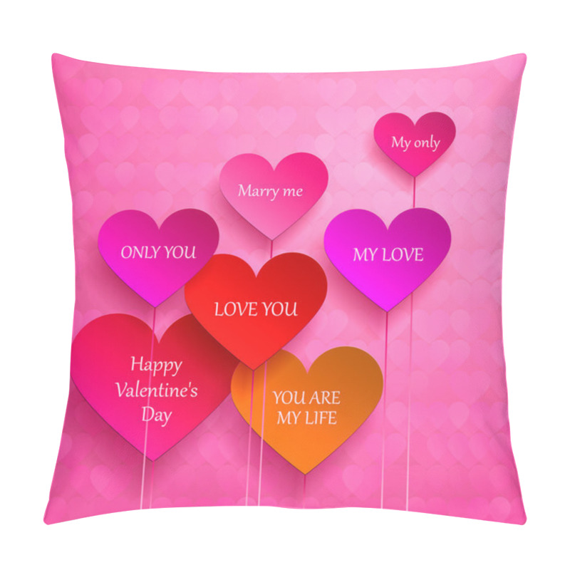 Personality  Greeting Card For Valentine's Day.paper Set Of Hearts Pillow Covers