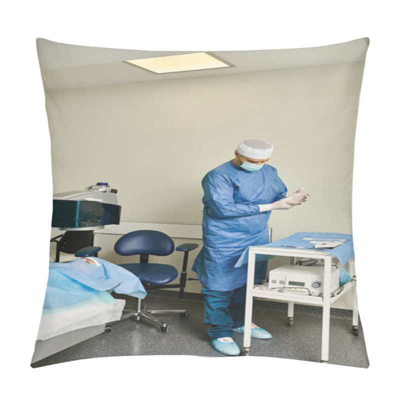 Personality  A Woman Rests On A Hospital Bed In A Serene Setting. Pillow Covers