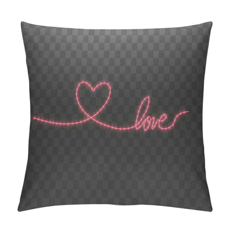 Personality  Track In The Form Of A Strip Of Shiny LED Strip In The Shape Of A Heart On A Transparent Background. Valentines Day. Heart With Inscription I Love You. Vector Illustration Pillow Covers