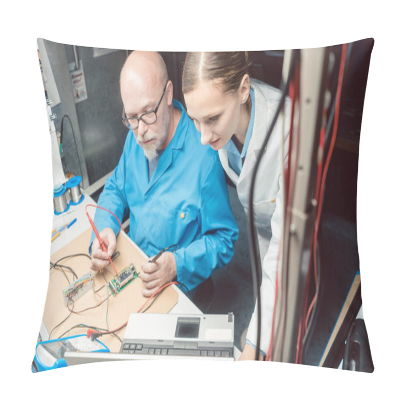 Personality  Team Of Development Engineers Designing New Product In The Lab Pillow Covers