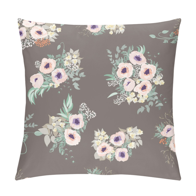 Personality  Seamless Border In Small Pretty Flowers. Poppy Bouquets. Liberty Style Millefleurs. Floral Background For Textile, Wallpaper, Pattern Fills, Covers, Surface, Print, Wrap, Scrapbooking, Decoupage. Pillow Covers