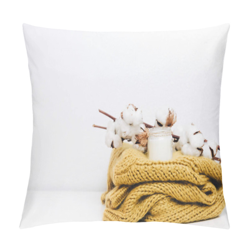 Personality  Fluffy Cotton Ball, Mustard Sweater And White Candle. Pillow Covers