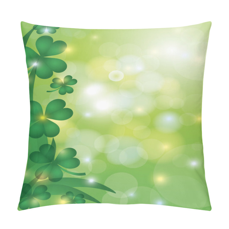 Personality  Shamrock Leaves With Bokeh Background Illustration Pillow Covers