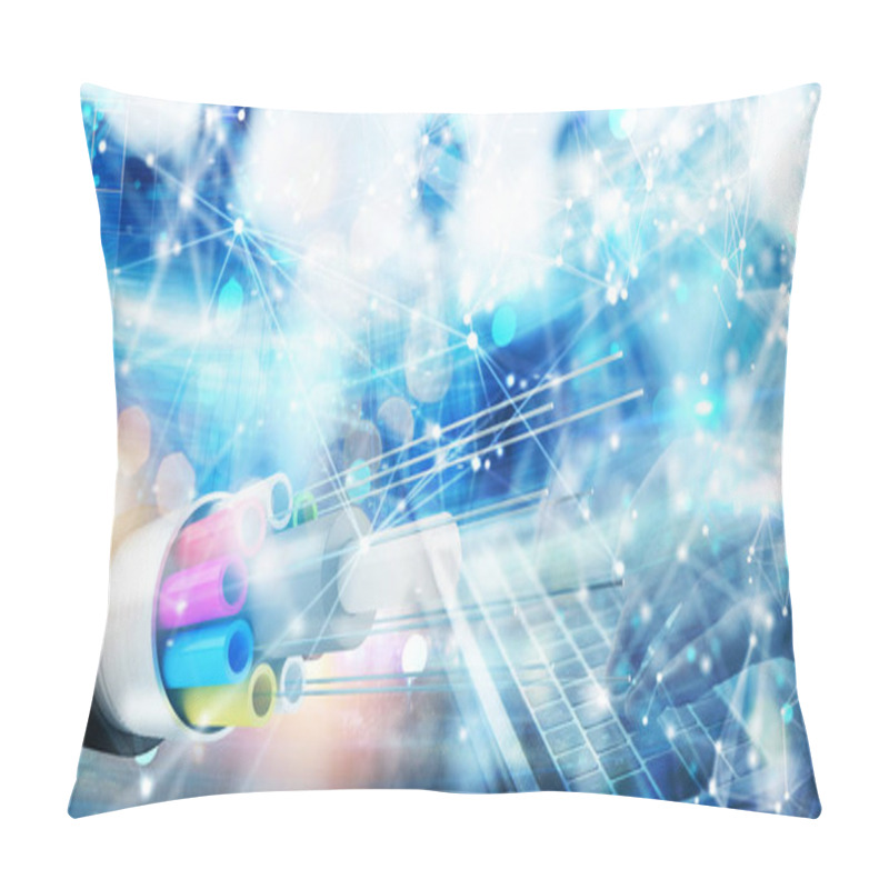 Personality  Internet Connection With Optical Fiber. Concept Of Fast Internet Pillow Covers