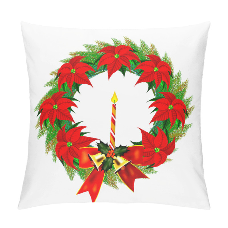 Personality  Wreath Of Pine Leaves With Christmas Decoration Pillow Covers