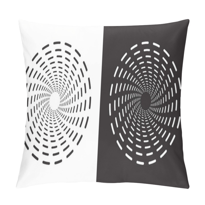 Personality  Abstract Geometric Spirograph Spiral Line Art Collection. Black And White Optical Illusion, Aesthetic Op Art Design Element. Flat Vector Art Pillow Covers