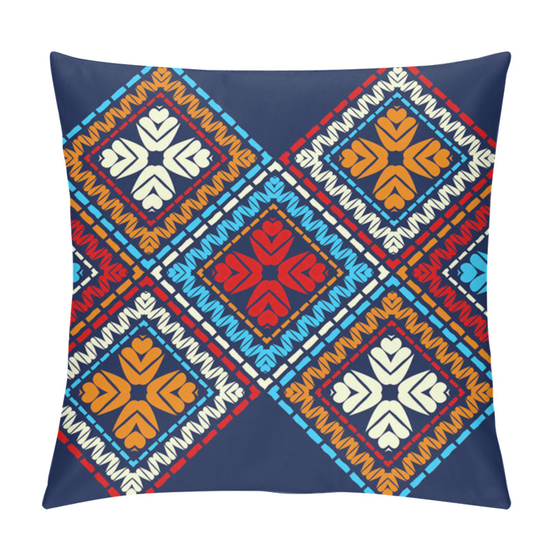 Personality  Ethnic Boho Seamless Pattern. Embroidery On Fabric. Patchwork Texture. Weaving. Traditional Ornament. Tribal Pattern. Folk Motif. Can Be Used For Wallpaper, Textile, Invitation Card, Wrapping, Web Page Background. Pillow Covers