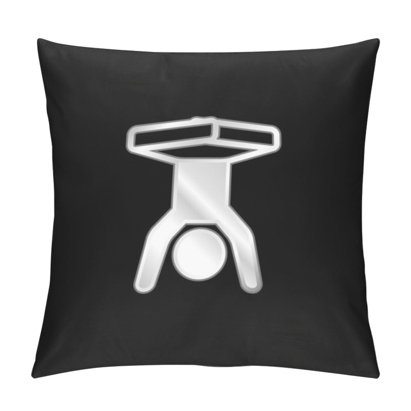 Personality  Boy Handstands With Legs Flexed Silver Plated Metallic Icon Pillow Covers