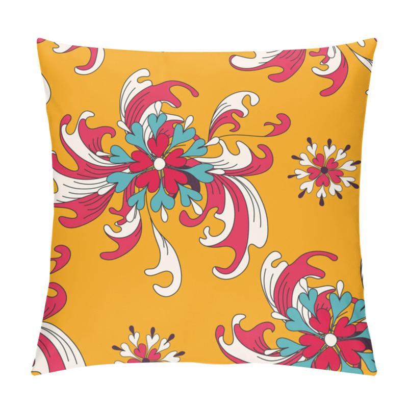 Personality  Abstract Flowers On An Orange Background Seamless Pattern Pillow Covers