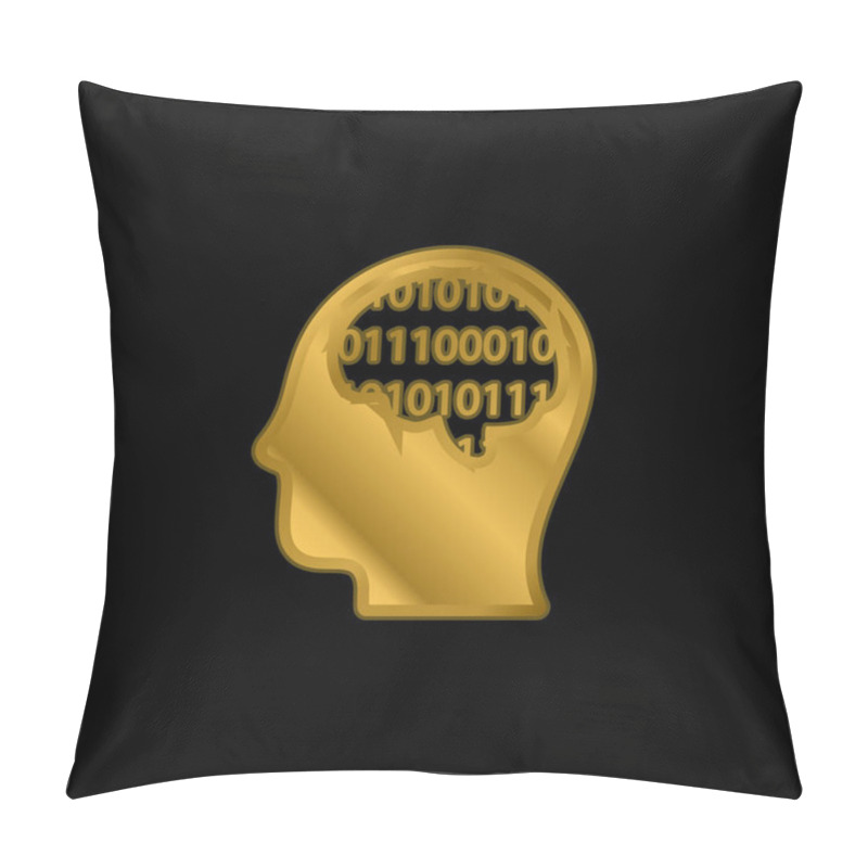 Personality  Binary Thinking Gold Plated Metalic Icon Or Logo Vector Pillow Covers