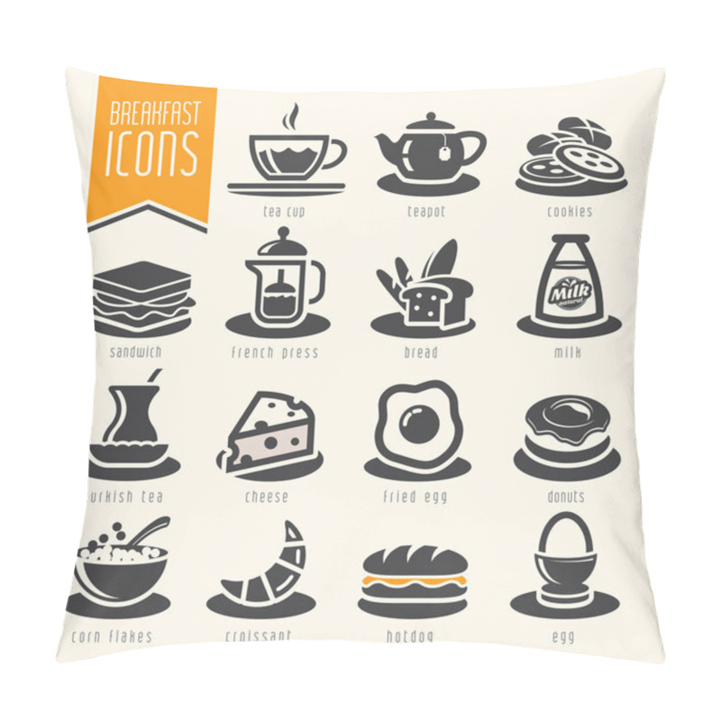 Personality  Breakfast Icon Set Pillow Covers