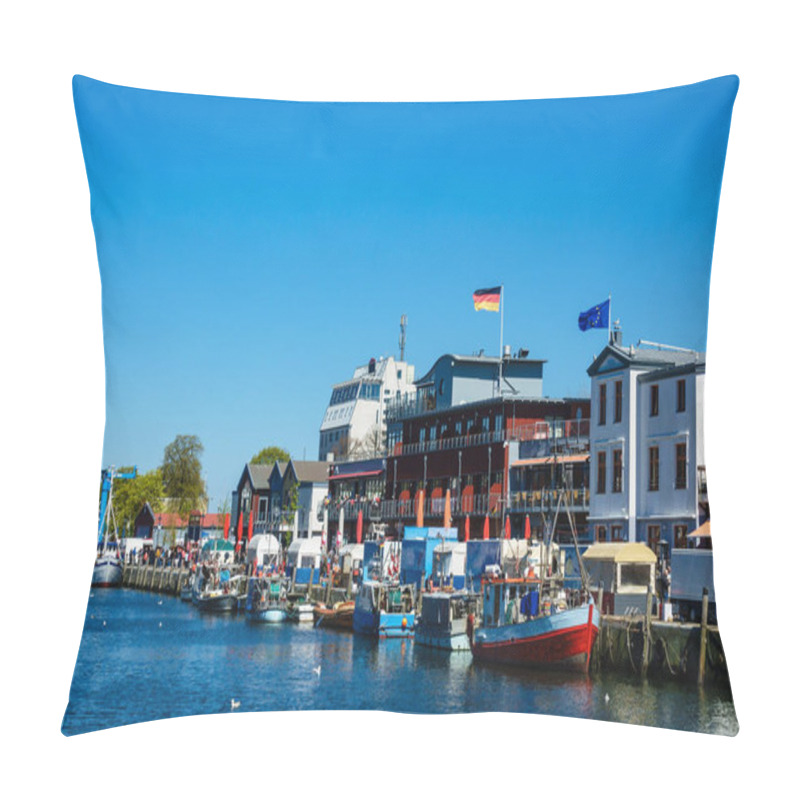 Personality  Fishing Boats In The Port Of Warnemuende, Germany Pillow Covers