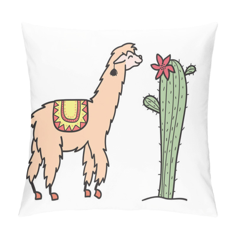 Personality  Vector Illustration. Cute Character Lama Pillow Covers