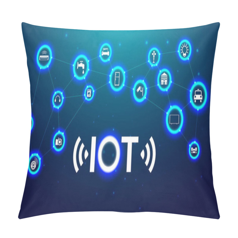 Personality  IOT Internet Of Thing The Future Technology Concept. Vector Pillow Covers