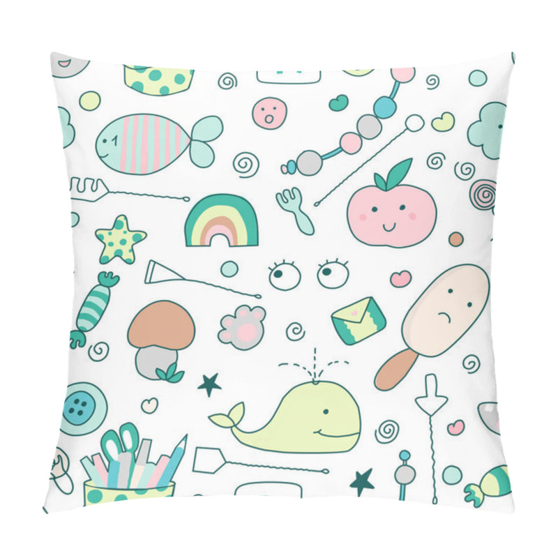 Personality  Seamless Kawaii Child Pattern With Speech Therapy Tools With Cute Doodles. Pillow Covers