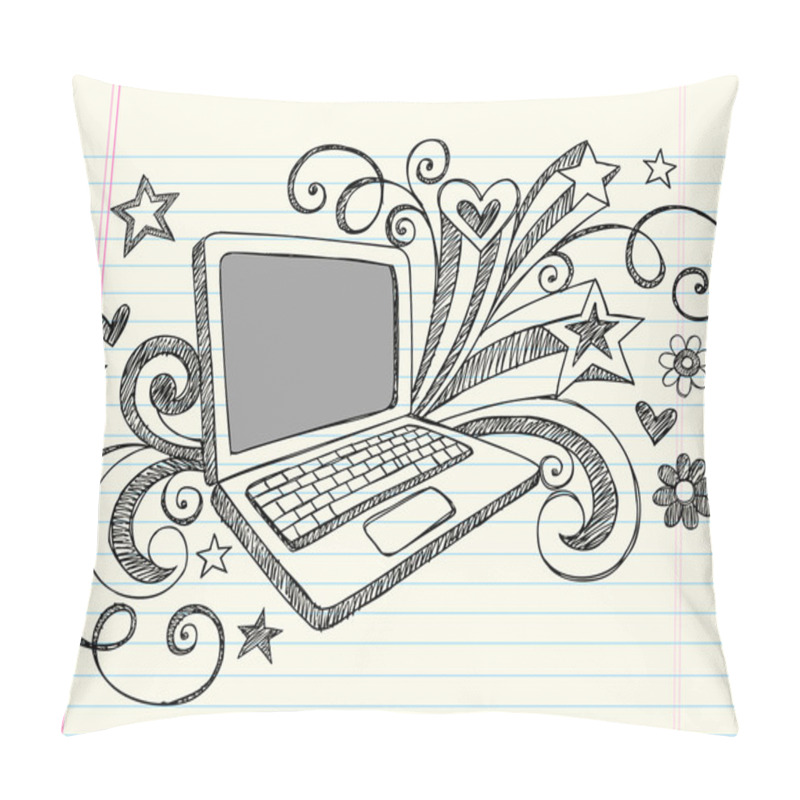 Personality  Laptop Computer Sketchy Doodles Pillow Covers