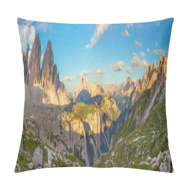 Personality  Panorama Of Famous Tre Cime Di Lavaredo, Dolomites Alps, Italy,  Pillow Covers