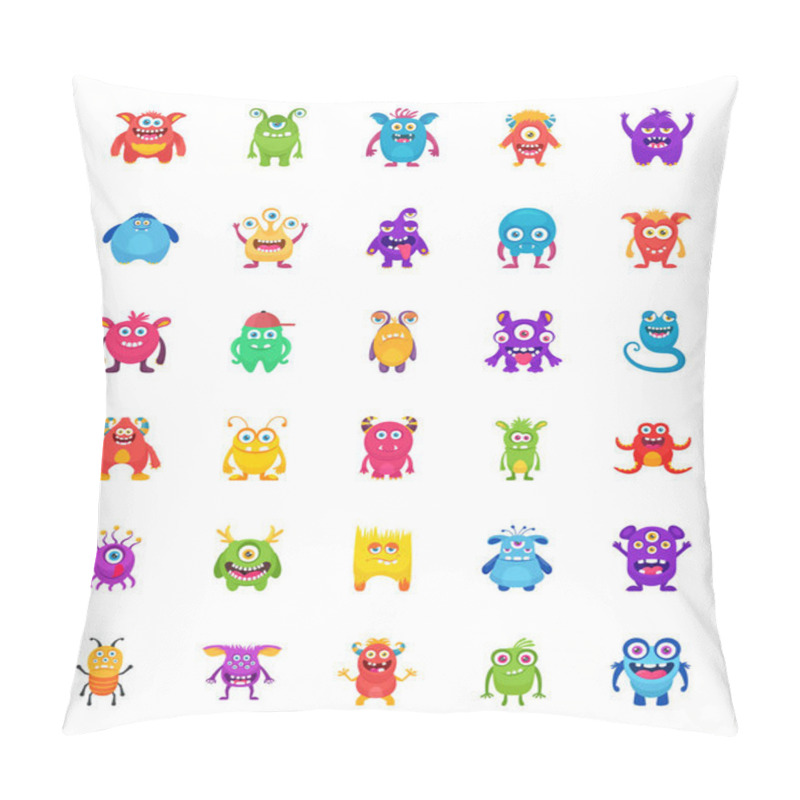 Personality  Funny Monsters Flat Vector Icons  Pillow Covers