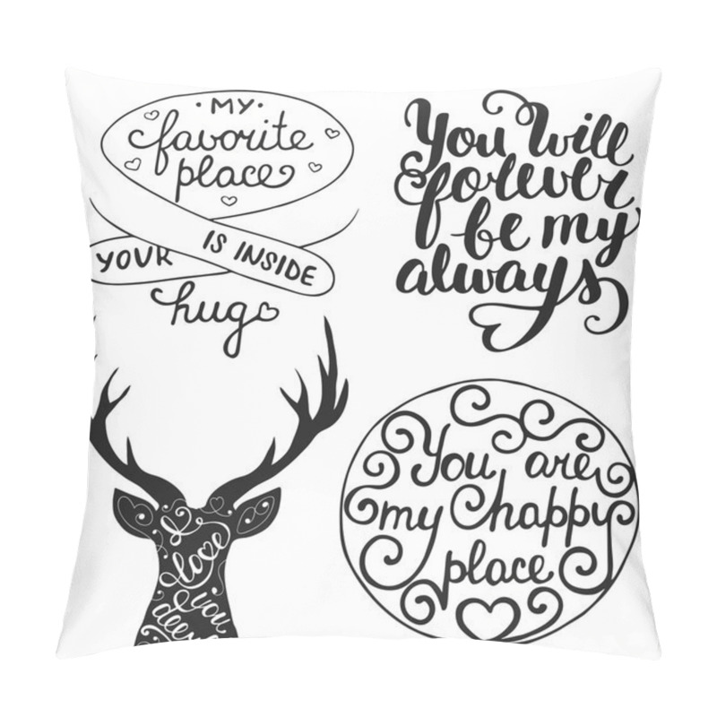 Personality  Vector Set Of Hand Drawn Unique Typography Design Element For Romantic Greeting Cards Pillow Covers