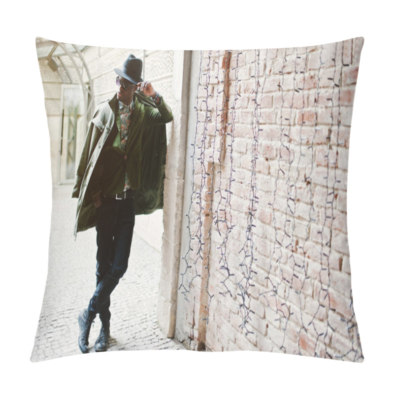 Personality  Fashion Portrait Of Black African American Man On Green Velvet J Pillow Covers