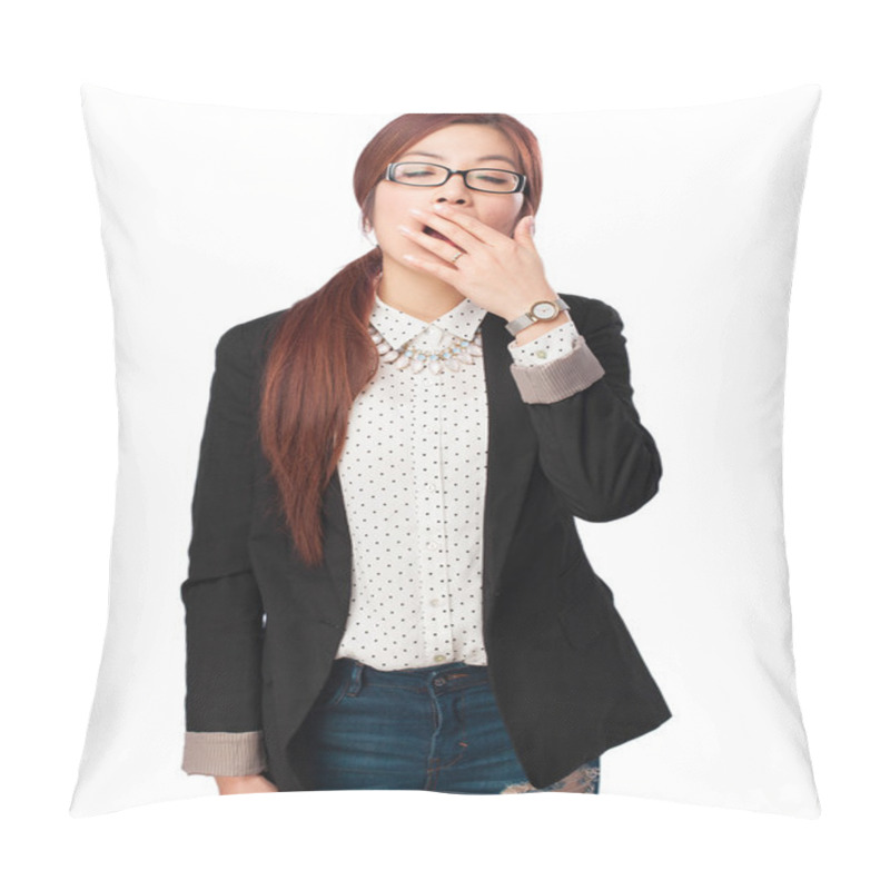 Personality  Tired Chinese Woman Yawning Pillow Covers