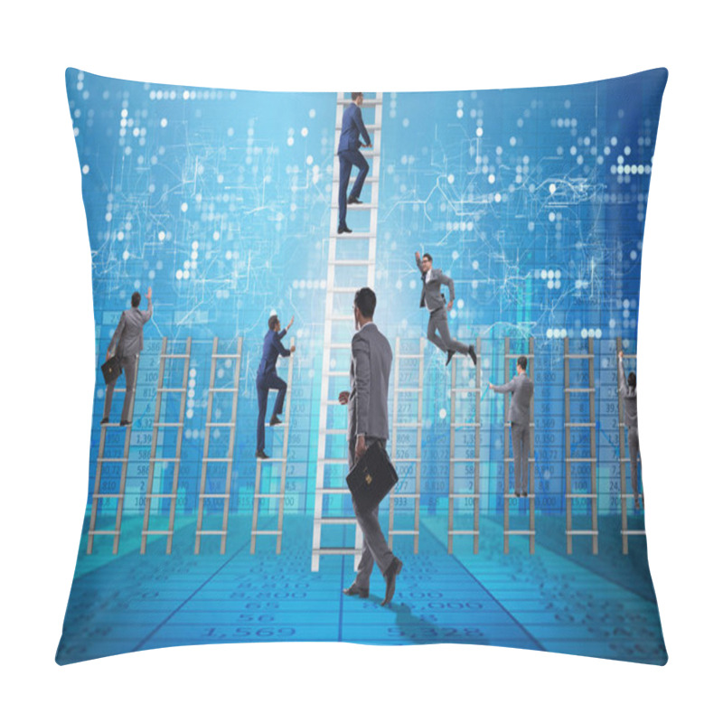 Personality  Competition Concept With Businessman Beating Competitors Pillow Covers