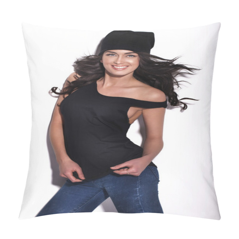 Personality  Sexy Beautiful Woman Posing . Pillow Covers