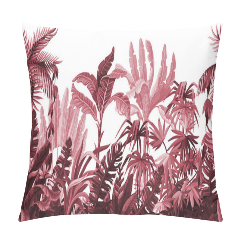 Personality  Seamless Border With Jungle Trees In Monochrome Style. Pillow Covers