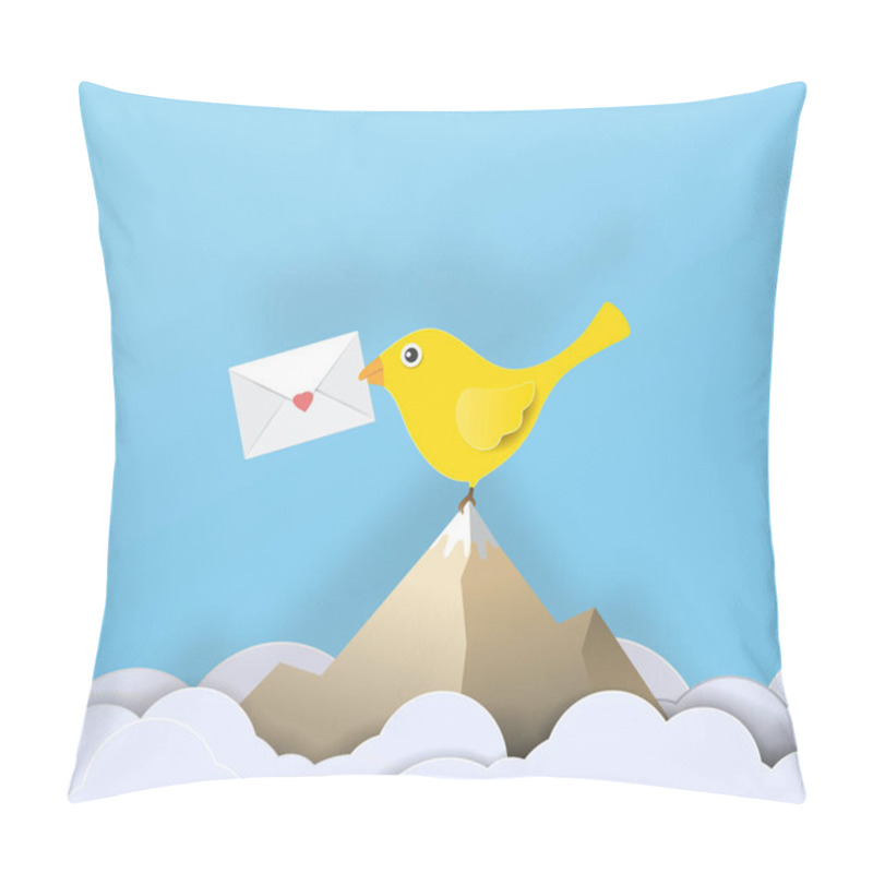 Personality  Yellow Birds Send Love Letters.paper Art Vector Illustration Pap Pillow Covers