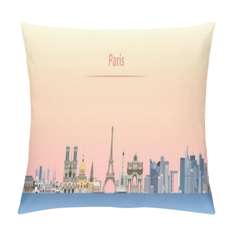 Personality  Vector Skyline Of Paris City At Sunrise Pillow Covers