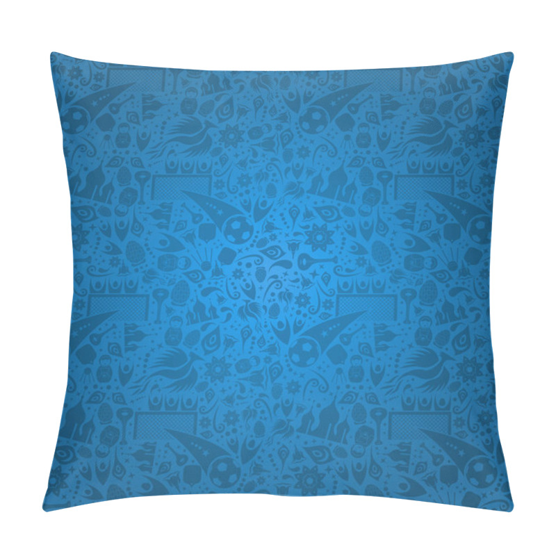 Personality  Blue Russia Background With Russian Icons Pillow Covers