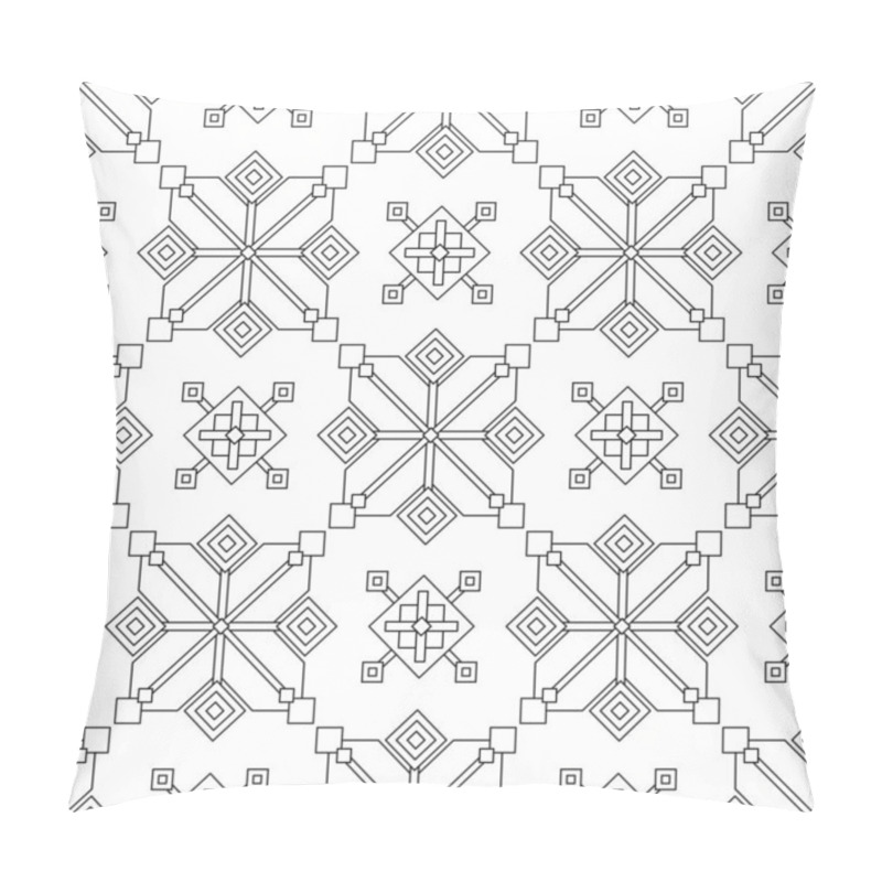 Personality  Seamless Pattern With Ornamental Composition Inspired By Ukrainian Traditional Embroidery. Ethnic Motif, Handmade Craft Art. Ethnic Design Element. Coloring Book Page. Vector Contour Illustration Pillow Covers