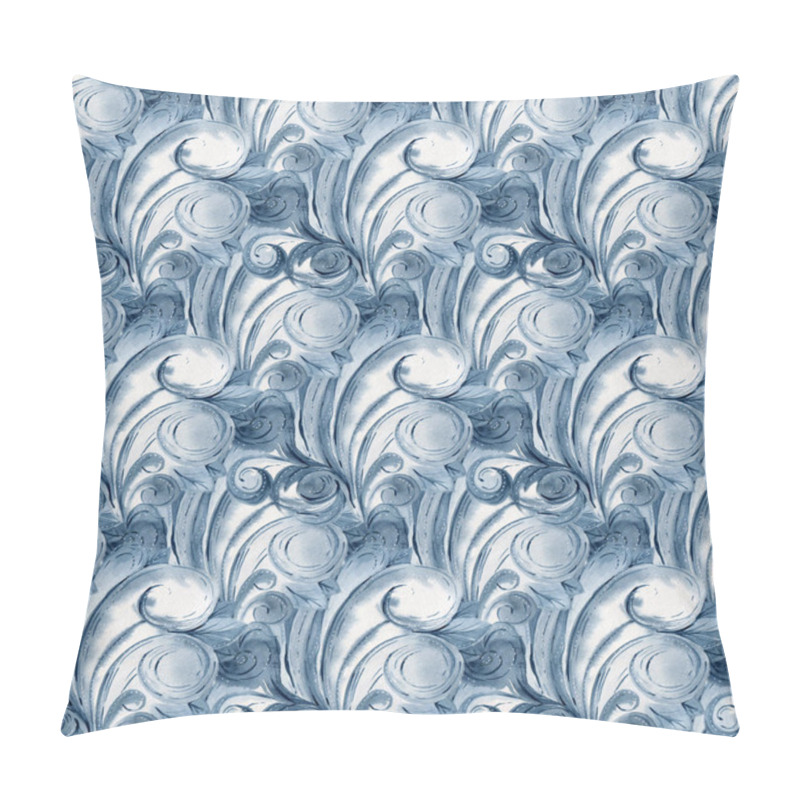 Personality  Seamless Pattern With Blue Swirls Pillow Covers