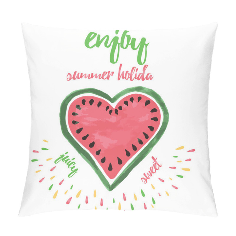 Personality  Enjoy Summer Holiday Vacation Poster With Decorative Abstract  Watermelon.  Pillow Covers