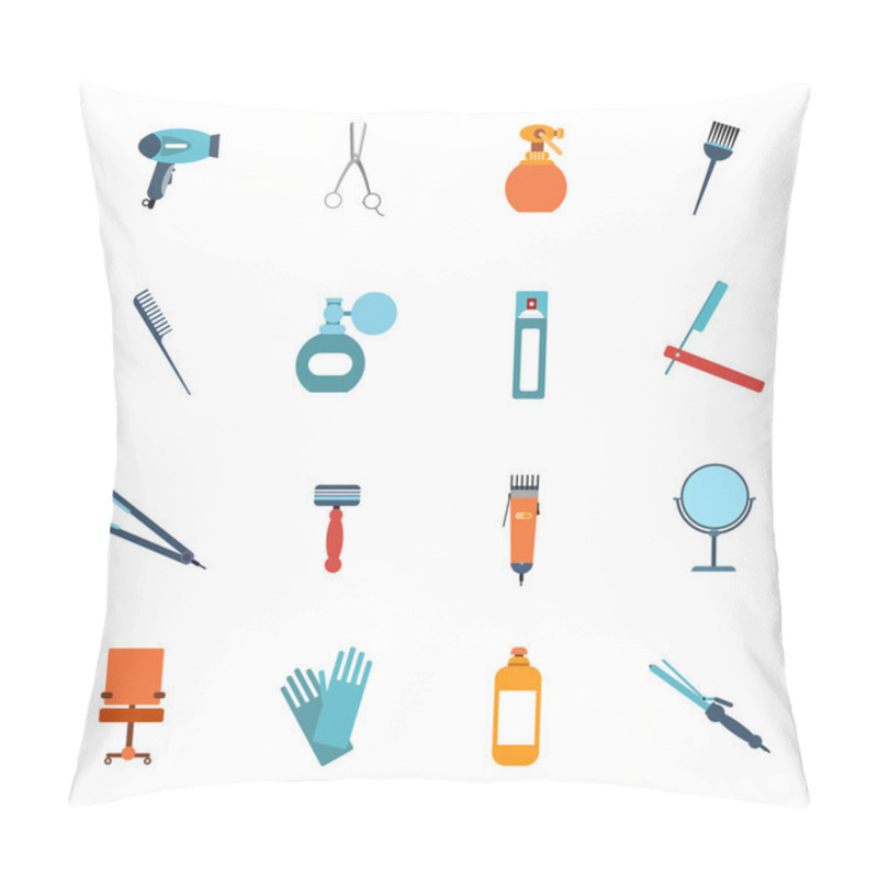 Personality  Hairdresser Icon Set Flat Pillow Covers