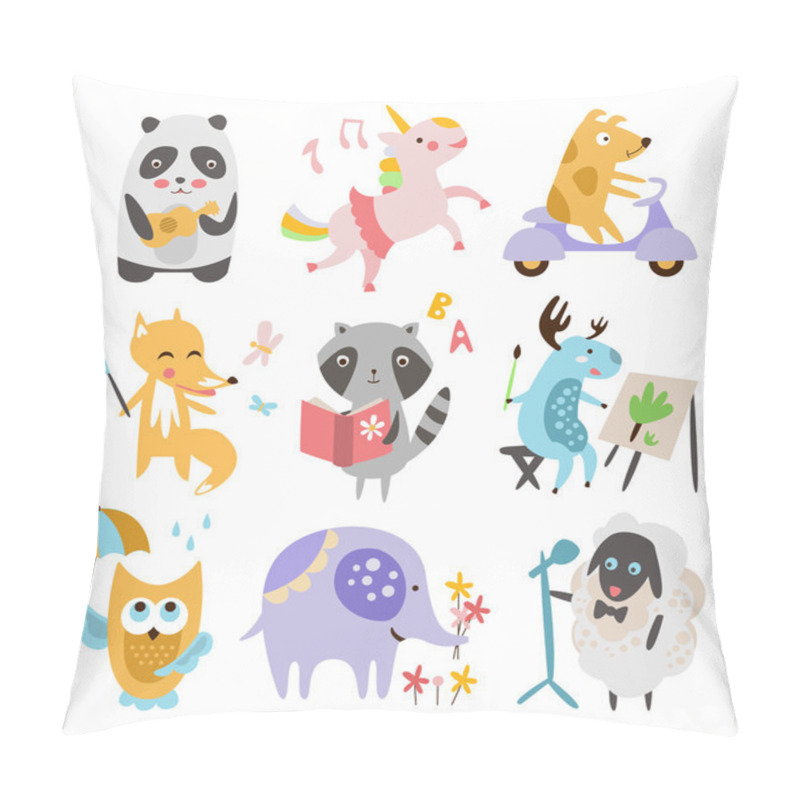 Personality  Cute Childish Animals Vector Set Pillow Covers