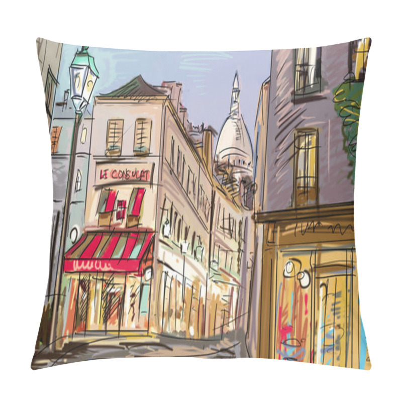 Personality  Street In Paris - Illustration Pillow Covers