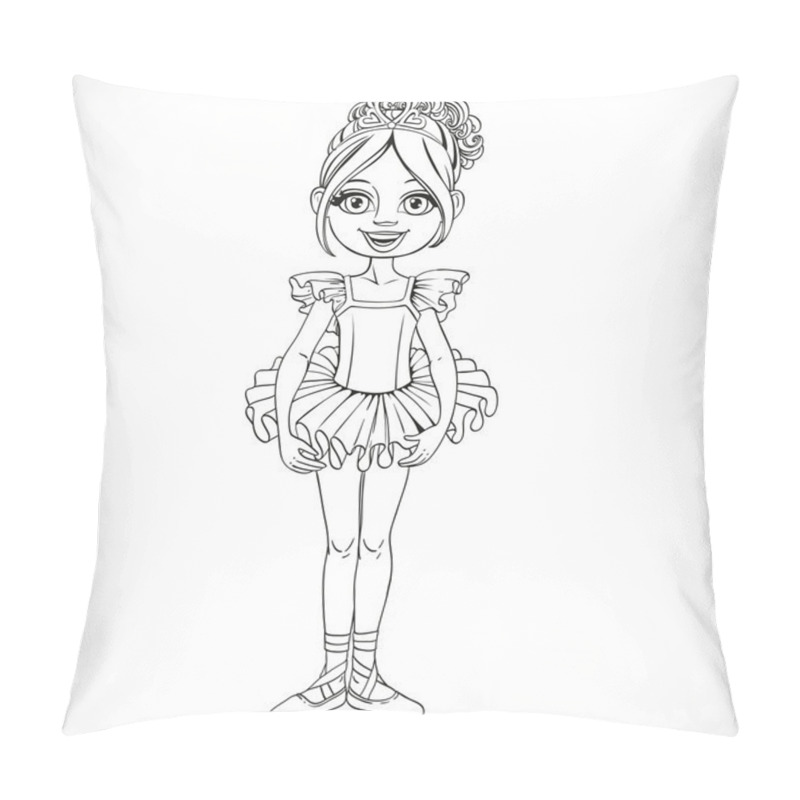 Personality  Beautiful Little Ballerina Girl In Tiara With Hearts Outlined Is Pillow Covers