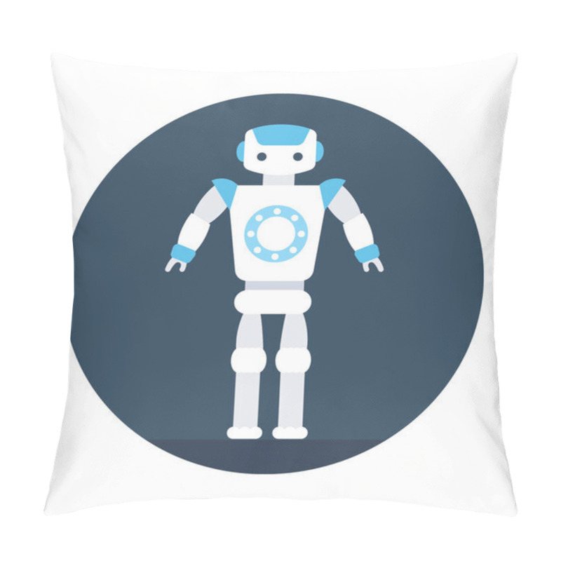 Personality  Humanoid Robot Flat Vector Icon Pillow Covers