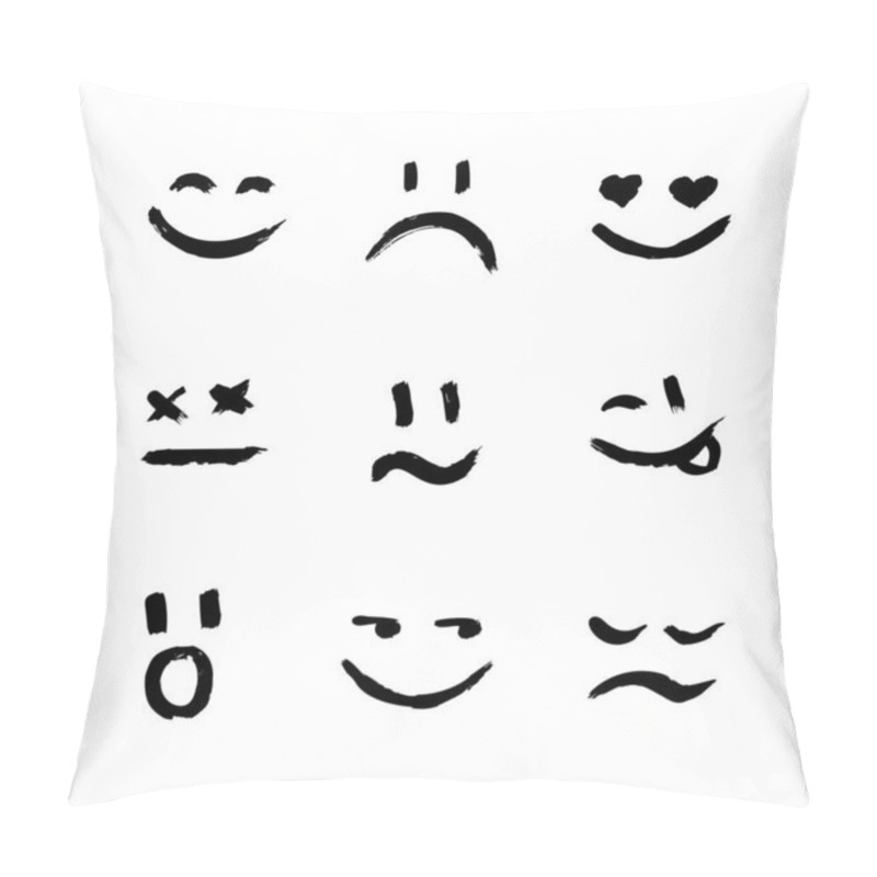 Personality  Set Of Vector Emoticons, Smiley, And Mood Expressions. Modern Grunge And Textured Emoji Looks Like Graffiti For Any Projects, Prints, And Web Interfaces. Templates For Your Design. Pillow Covers