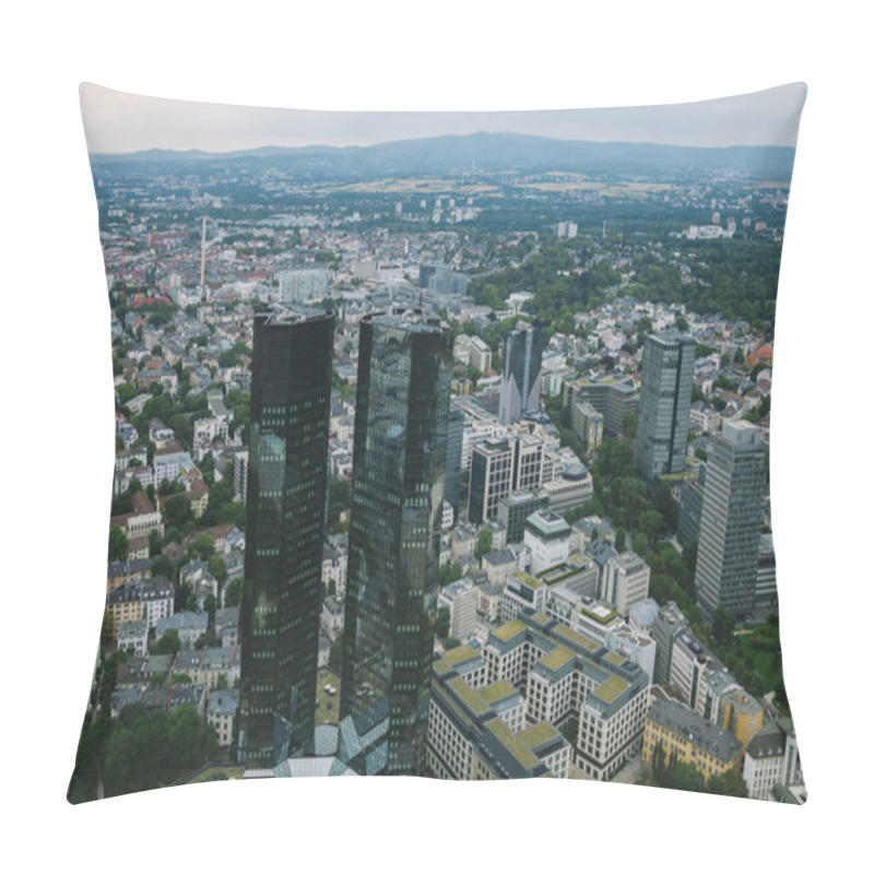 Personality  Aerial View Of Cityscape With Skyscrapers And Buildings In Frankfurt, Germany  Pillow Covers