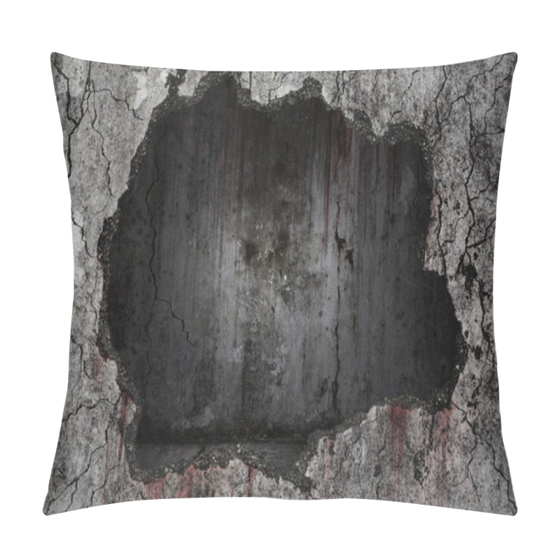 Personality  Bloody Background Scary On Damaged Grungy Crack And Broken Concr Pillow Covers