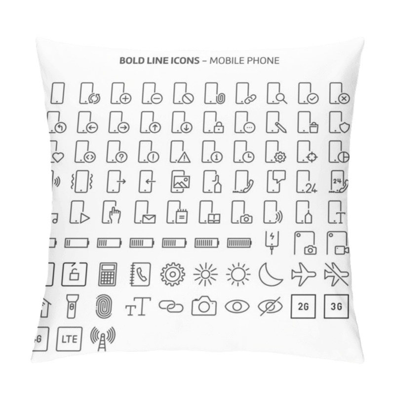 Personality  Mobile Phone, Bold Line Icons. The Illustrations Are A Vector, Editable Stroke, 48x48 Pixel Perfect Files. Crafted With Precision And Eye For Quality. Pillow Covers