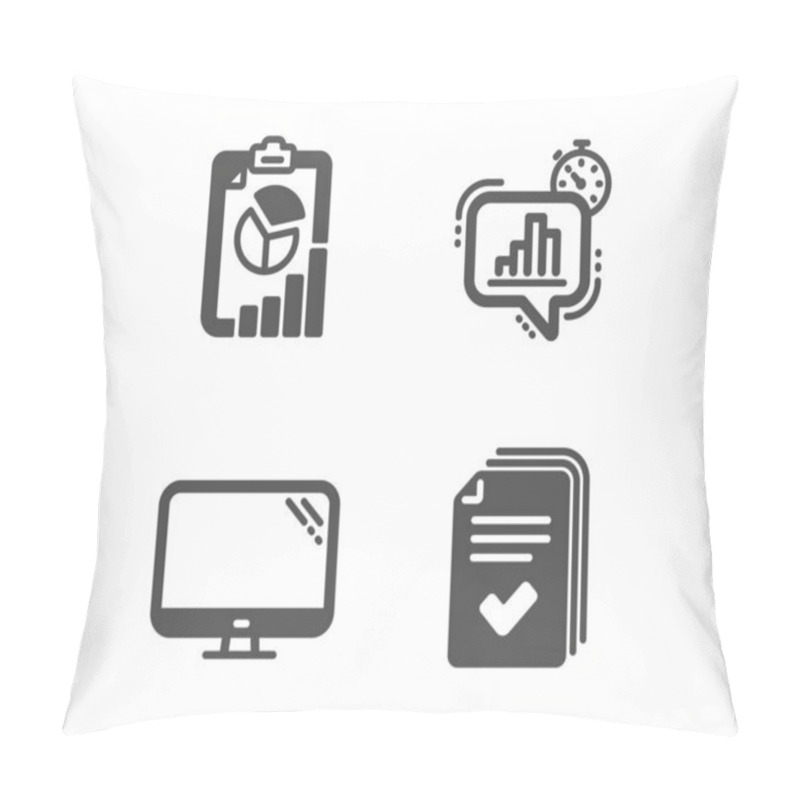 Personality  Set Of Statistics Timer, Computer And Report Icons. Handout Sign. Growth Chart, Pc Component, Presentation Chart. Documents Example.  Classic Design Statistics Timer Icon. Flat Design. Vector Pillow Covers