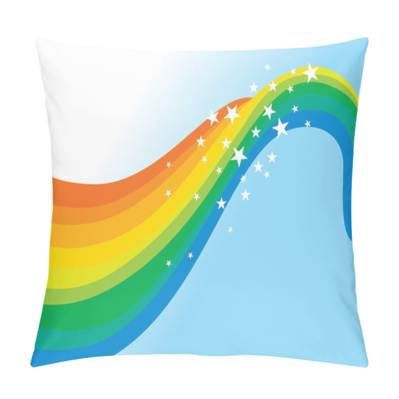 Personality  Background With Rainbow Waves And Stars Pillow Covers