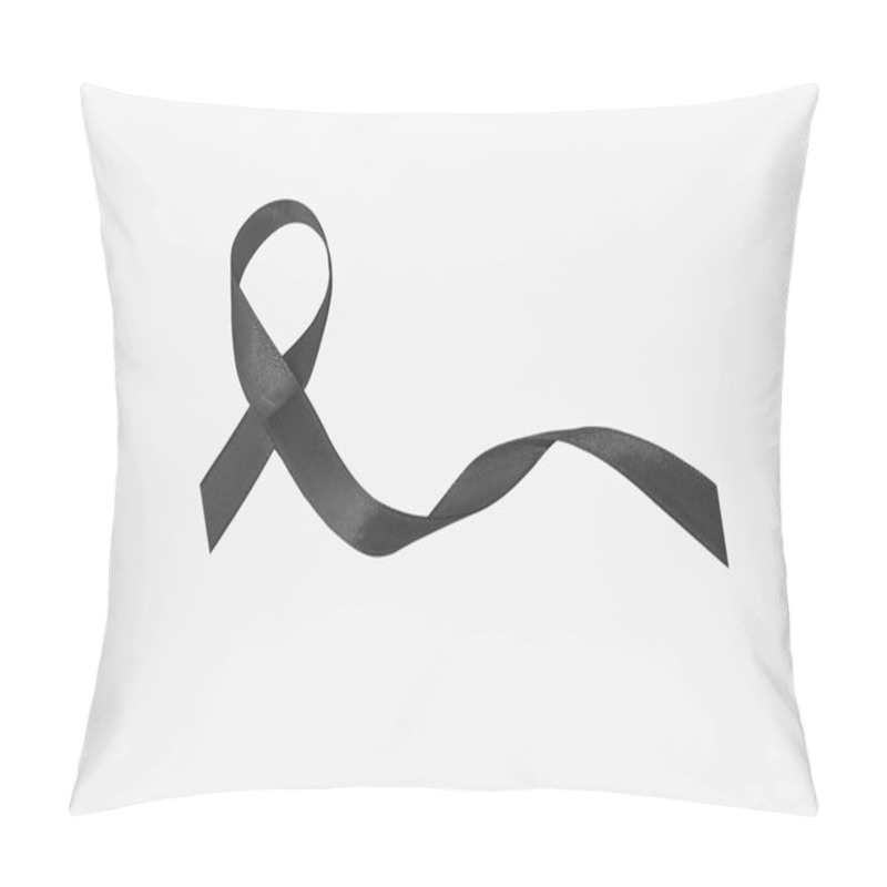 Personality  Brain Cancer Gray Ribbon Isolated On White Background. Satin Fabric Symbolic Concept Of The Logo Awareness, To Help Support The Campaign On The Lives Of People Living W/ Neoplastic Diseases/ Illness . Pillow Covers