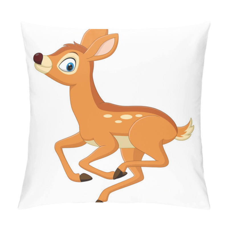 Personality  Vector Illustration Of Cute Baby Deer Cartoon Running Pillow Covers