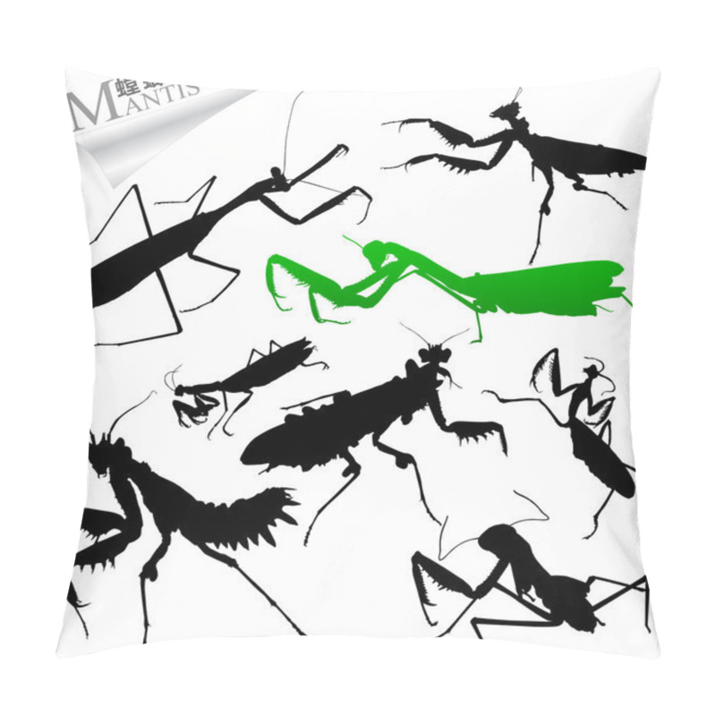 Personality  Vector Silhouettes Of Insects - Mantis Pillow Covers