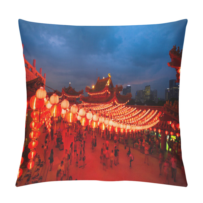 Personality  Thean Hou Temple In Kuala Lumpur At Night During Chinese New Year Pillow Covers